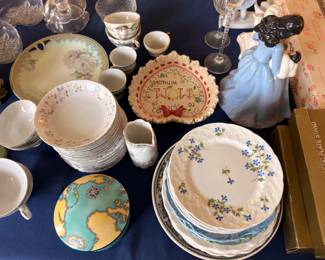 Assorted China Plates Dinnerware Porcelain Figurines Lot