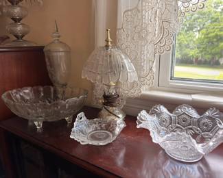 Crystal Glass Bowls Vintage Lamp Pressed Glass Collection
