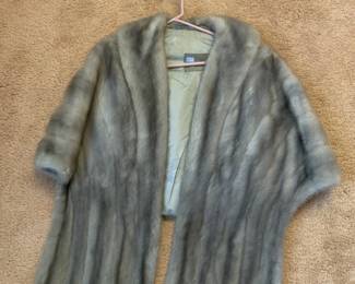 Silver Gray Mink Fur Stole Wrap