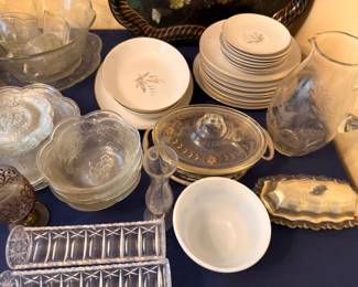 Pyrex Glass Bakeware China Plates Covered Dish Kitchen Lot