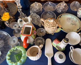 Vintage Collectibles Lot Crystal Ceramic Figurines Plates