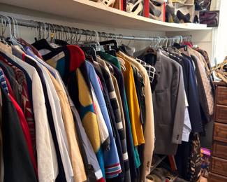 Closet Full of Clothing Women's Clothes Hangers Tops Jackets Blouses Accessories Shelf Storage