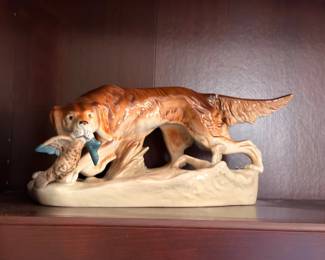 Porcelain Hunting Dog Figurine Pointer Setter Bird Ceramic Sculpture Collectible