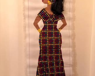 African Woman Textile Fabric Wall Hanging Art