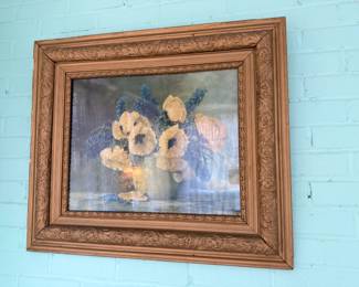Floral Still Life Oil Painting Ornate Gold Frame