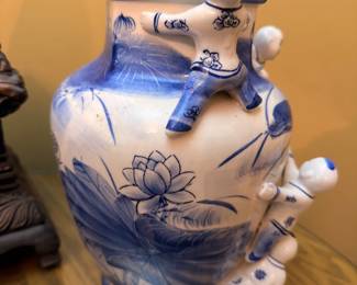 Blue White Porcelain Figurine Delft Style Ceramic Decorative Collectible Vintage
