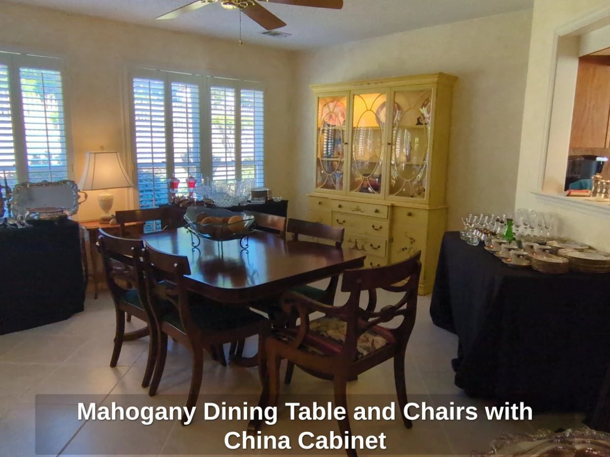 Mahogany Dining Table and Chairs with China Cabinet