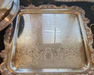 Ornate SilverPlated Serving Tray by Poole
