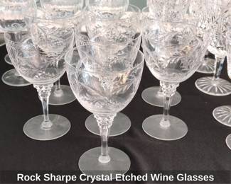 Rock Sharpe Crystal Etched Wine Glasses