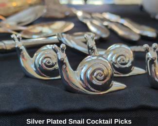 Silver Plated Snail Cocktail Picks second image