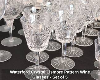 Waterford Crystal Lismore Pattern Wine Glasses  Set of B