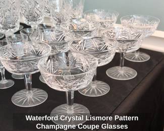 Waterford Crystal Lismore Pattern Champagne Coupe Glasses