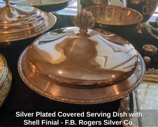 Silver Plated Covered Serving Dish with Shell Finial  F.B. Rogers Silver Co.