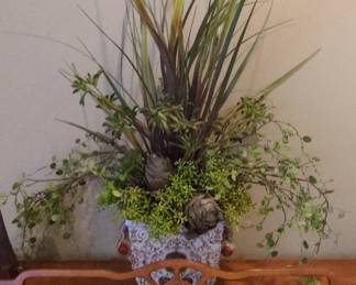 Decorative Ceramic Planter with Faux Botanicals