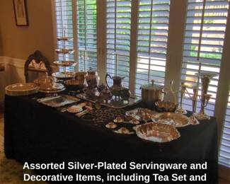Assorted SilverPlated Servingware and Decorative Items, including Tea Set and Coffee Pot