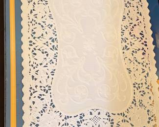 White Embossed Paper Doily Placemat Set