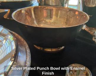 Silver Plated Punch Bowl with Enamel Finish