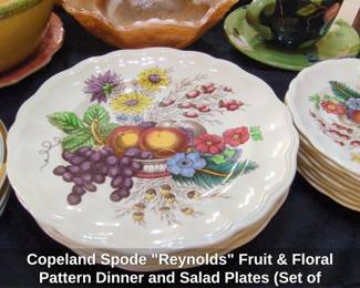 Copeland Spode Reynolds Fruit  Floral Pattern Dinner and Salad Plates Set of 