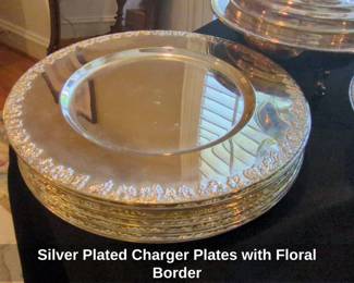 Silver Plated Charger Plates with Floral Border