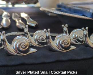 Silver Plated Snail Cocktail Picks third image