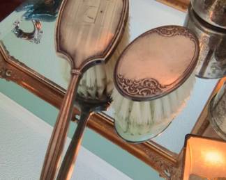 Vintage Sterling Silver Hair and Clothes Brushes Set
