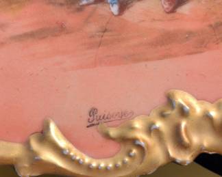 Limoges Porcelain Decorative Plate with Romantic Scene, Signed Guisory second image