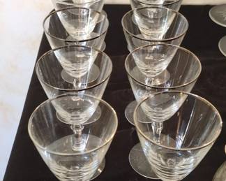 Set of Vintage Crystal Cordial Glasses with Platnium Rims