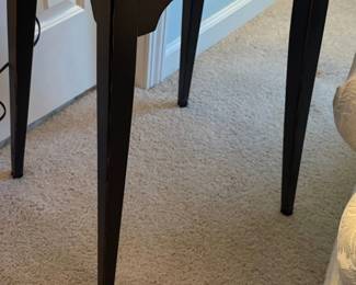 Oval End Table with Dark Legs and Wood Top