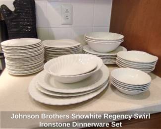 Johnson Brothers Snowhite Regency Swirl Ironstone Dinnerware Set