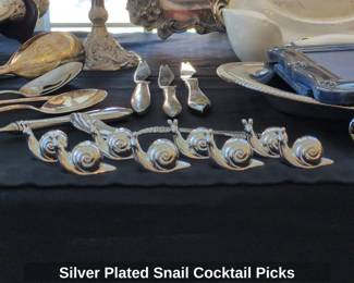 Silver Plated Snail Cocktail Picks
