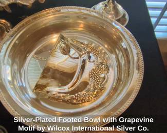 SilverPlated Footed Bowl with Grapevine Motif by Wilcox International Silver Co.