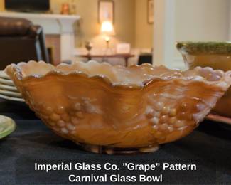 Imperial Glass Co. Grape Pattern Carnival Glass Bowl second image