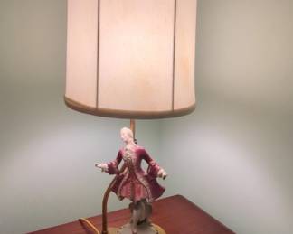 Vintage Rococo Style Porcelain Figurine Lamp