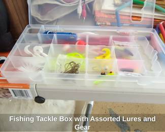 Fishing Tackle Box with Assorted Lures and Gear