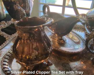SilverPlated Copper Tea Set with Tray second image