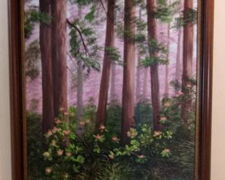 Redwood Forest Landscape Painting by Eula S. Smith