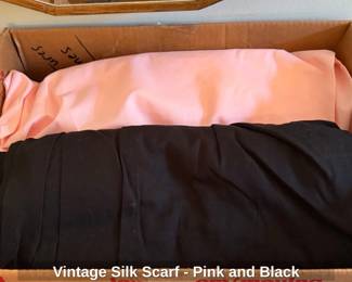 Vintage Silk Scarf  Pink and Black