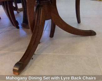 Mahogany Dining Set with Lyre Back Chairs fourth image
