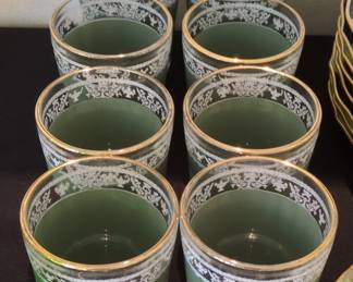Set of Jeanette Hellenic Green Jasperware Style Tumblers