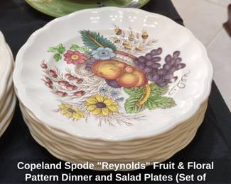 Copeland Spode Reynolds Fruit  Floral Pattern Dinner and Salad Plates Set of  third image