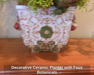 Decorative Ceramic Planter with Faux Botanicals second image