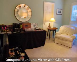 Octagonal Sunburst Mirror with Gilt Frame