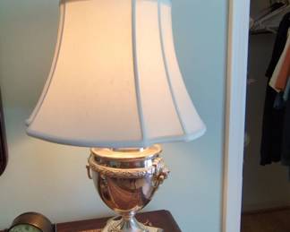 Frederick Cooper Fluted Metal Urn Lamp with Lion Head Handles