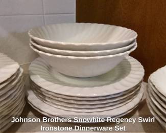 Johnson Brothers Snowhite Regency Swirl Ironstone Dinnerware Set fourth image