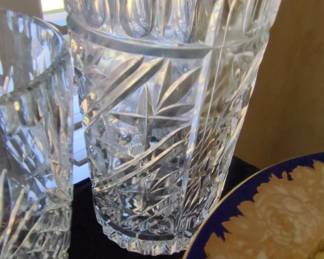 Cut Crystal Glass Vase  Star of David Pattern