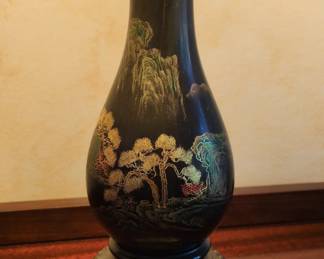 Chinoiserie Toleware Table Lamp with Scenic Motif second image