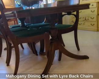 Mahogany Dining Set with Lyre Back Chairs second image