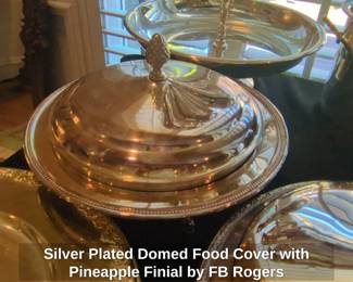 Silver Plated Domed Food Cover with Pineapple Finial by FB Rogers