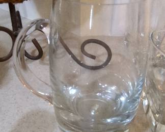 Princess House Heritage Glass Beer Mug with Scroll Handle