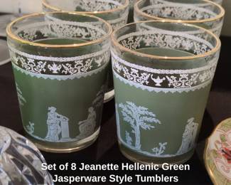 Set of Jeanette Hellenic Green Jasperware Style Tumblers second image